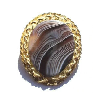 Vintage Gemstone (Agate Stone Geode Crystal) Cowboy Western Tie Clip Pin Decor